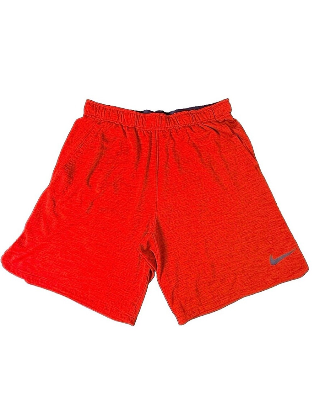 Nike Dri-FIT Men's Athletic Shorts L Orange 8" Inseam Knit Polyester Logo